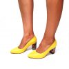 Pantofi dama din piele naturala - Galben Box cu Mozaic 3D - R7 GBM3D