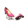 Pantofi dama din piele naturala - Roz cu Patratele 3D- R7 RP3D