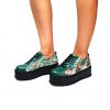 Pantofi dama din piele naturala - Verde Box cu Pictura Verde - X3 VBPV