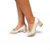 Pantofi dama din piele naturala - Bej Sidef cu Firicel Auriu - A13 BSFA