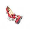 Pantofi dama din piele naturala - Rosu Box cu Patratele 3D - A12 RBP3D