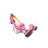 Pantofi dama din piele naturala - Roz Bizonat cu Triunghiuri Roz - A12 RBTR