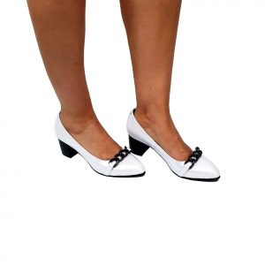 Pantofi dama din piele naturala - Alb Sidef Bizonat - A11 ASB