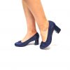 Pantofi dama din piele naturala - Bleumarin cu Straveziu - A13 BS