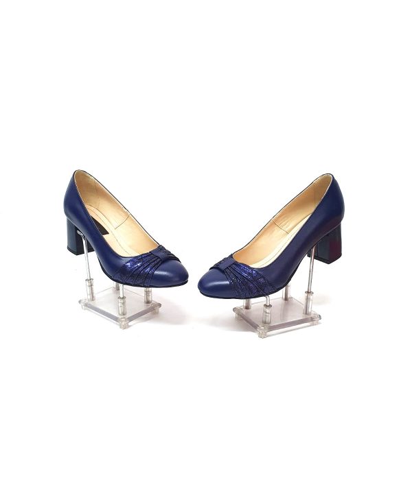 Pantofi dama din piele naturala - Bleumarin cu Straveziu - A13 BS
