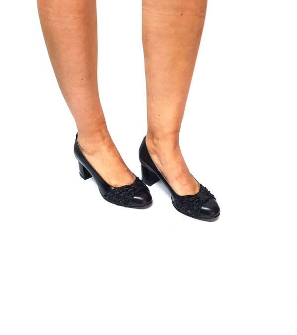 Pantofi dama din piele naturala - Negru Box cu Negru 3D - A13 NBN3D