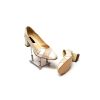 Pantofi dama din piele naturala - Bej sidef cu firicel auriu - 505 BSFA