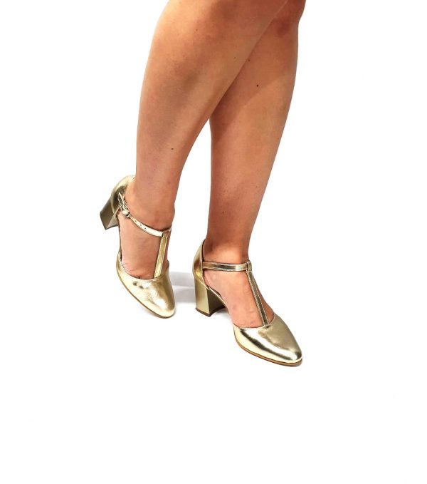Sandale dama din piele naturala - Auriu - D13 AU