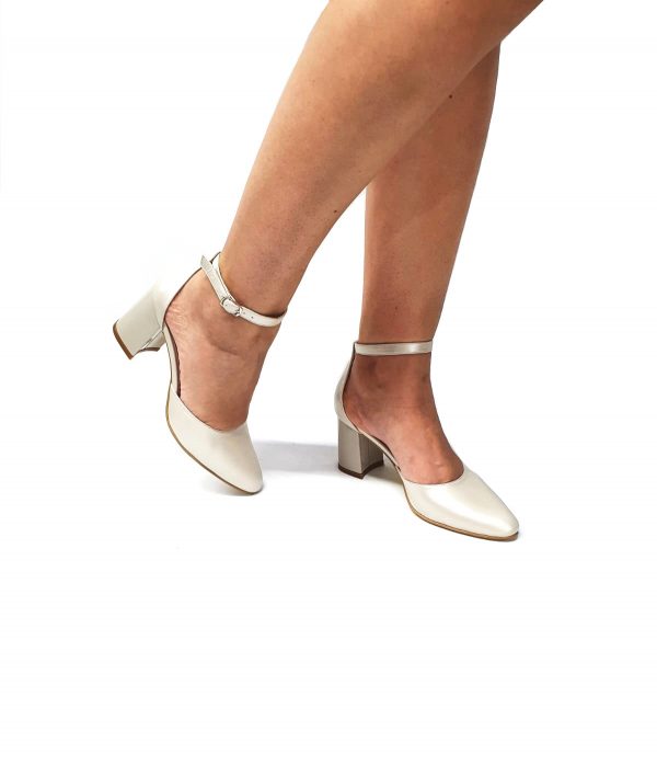 Sandale dama din piele naturala Bej sidef - D14 BS