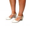 Sandale dama din piele naturala - Bej sidef cu firicel auriu - D13 BSFA