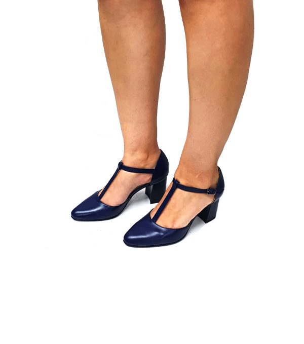 Sandale dama din piele naturala - Bleumarin box - D13 BB