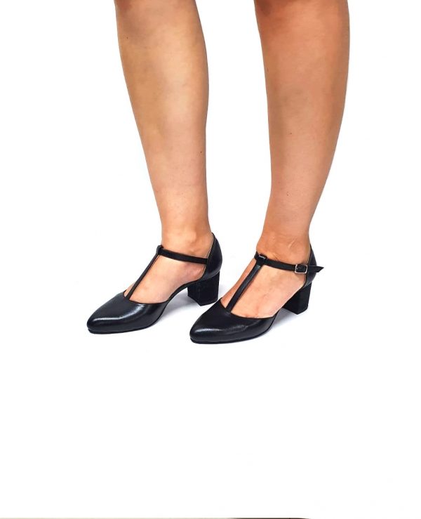 Sandale dama din piele naturala Negru box cu toc sarpe negru - D13 NBSN