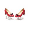 Pantofi dama din piele naturala - Rosu cu picatele colorate - A14 RPC