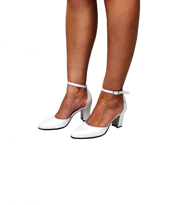 Sandale dama din piele naturala Alb sidef - D14 AS