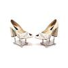 Pantofi dama din piele naturala -P26 Bej sidef cu firicel auriu-bsfa