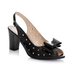 Sandale dama din piele naturala -NEGRU BOX - F24 NB
