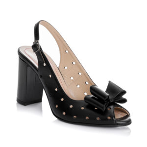 Sandale dama din piele naturala -NEGRU BOX - F24 NEB