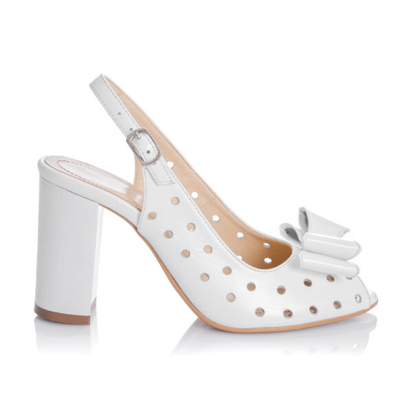 Sandale dama din piele naturala -Alb Sidef - F24 AS - imagine 3