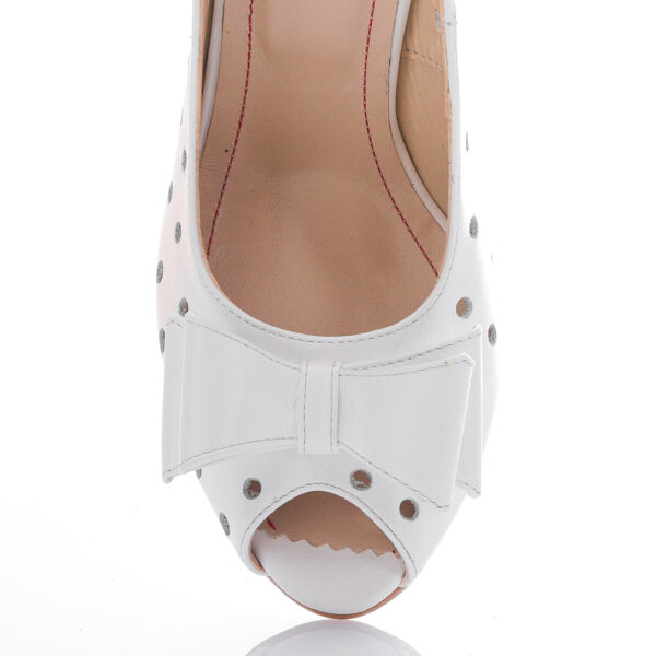 Sandale dama din piele naturala -Alb Sidef - F24 AS - imagine 5