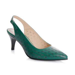 Sandale dama din piele naturala -Verde Box Perforat -L018 VB