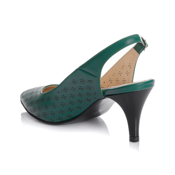 Sandale dama din piele naturala -Verde Box Perforat -L018 VB - imagine 4