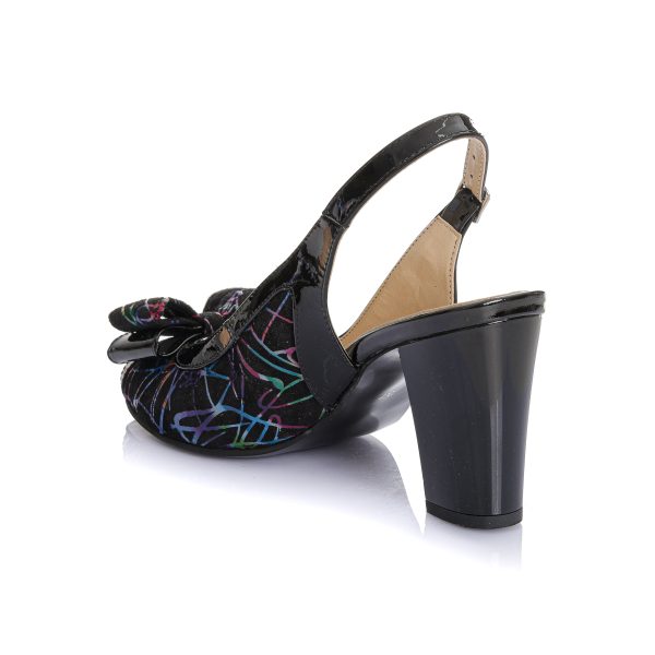 Sandale dama din piele naturala - NEGRU CU FIRICEL COLORAT - F22 NFC - imagine 3