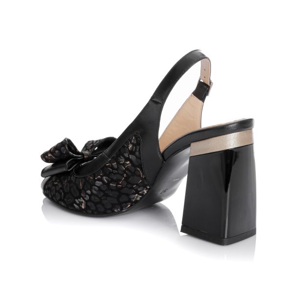 Sandale dama din piele naturala - NEGRU PONEI CU FIRICEL AURIU - F22 NPFA - imagine 3