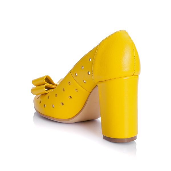 Pantofi dama din piele naturala - GALBEN BOX- F23 GB - imagine 4