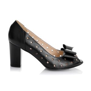 Pantofi dama din piele naturala - NEGRU BOX - F23 NE