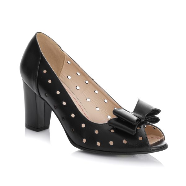 Pantofi dama din piele naturala - NEGRU BOX - F23 NE - imagine 2