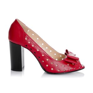 Pantofi dama din piele naturala - ROSU BOX - F23 RB
