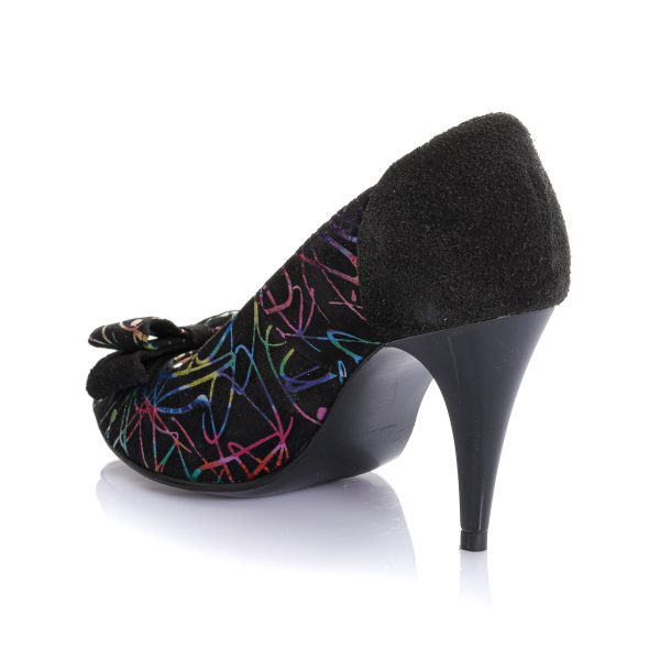 Pantofi dama din piele naturala - NEGRU CU FIRICEL COLORAT- F23 NFC - imagine 3