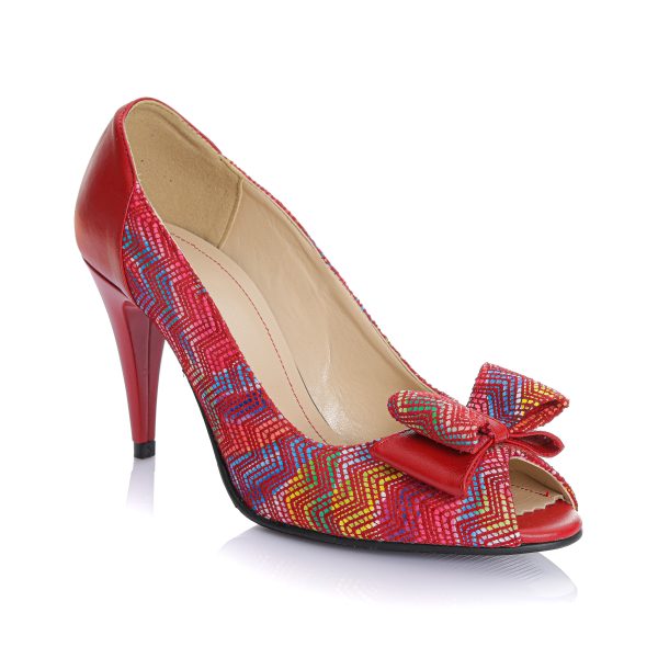 Pantofi dama din piele naturala - ROSU CU SARPE ROSU- F23 RSR - imagine 2