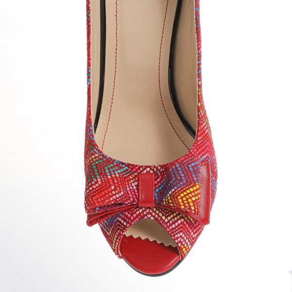 Pantofi dama din piele naturala - ROSU CU SARPE ROSU- F23 RSR - imagine 4