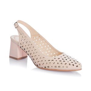 Sandale dama din piele naturala -NUDE BOX PERFORAT - L728 NUP