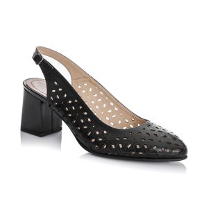 Sandale dama din piele naturala - NEGRU BOX PERFORAT - L728 NBP