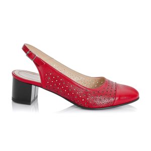 Sandale dama din piele naturala - ROSU BOX - DT16 RB