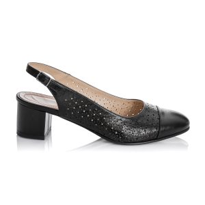 Sandale dama din piele naturala - NEGRU BOX - DT16 N