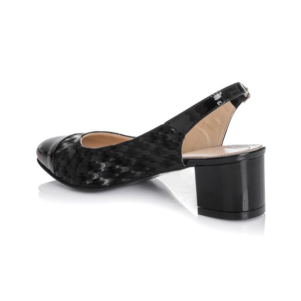 Sandale dama din piele naturala  - Negru lac cu 3D - T16 NL - imagine 4