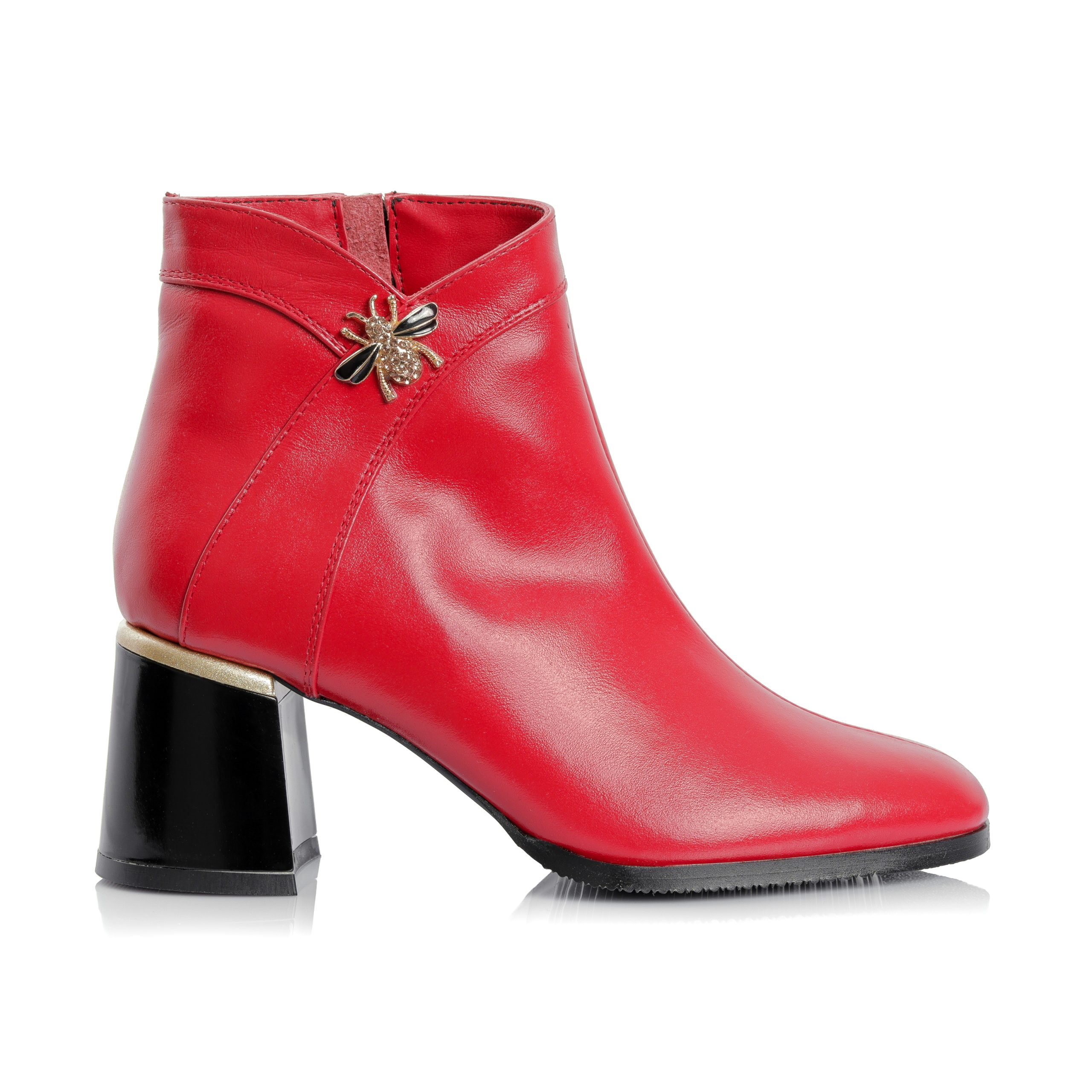 Ghete dama din piele naturala - ROSU BOX- G441 RB