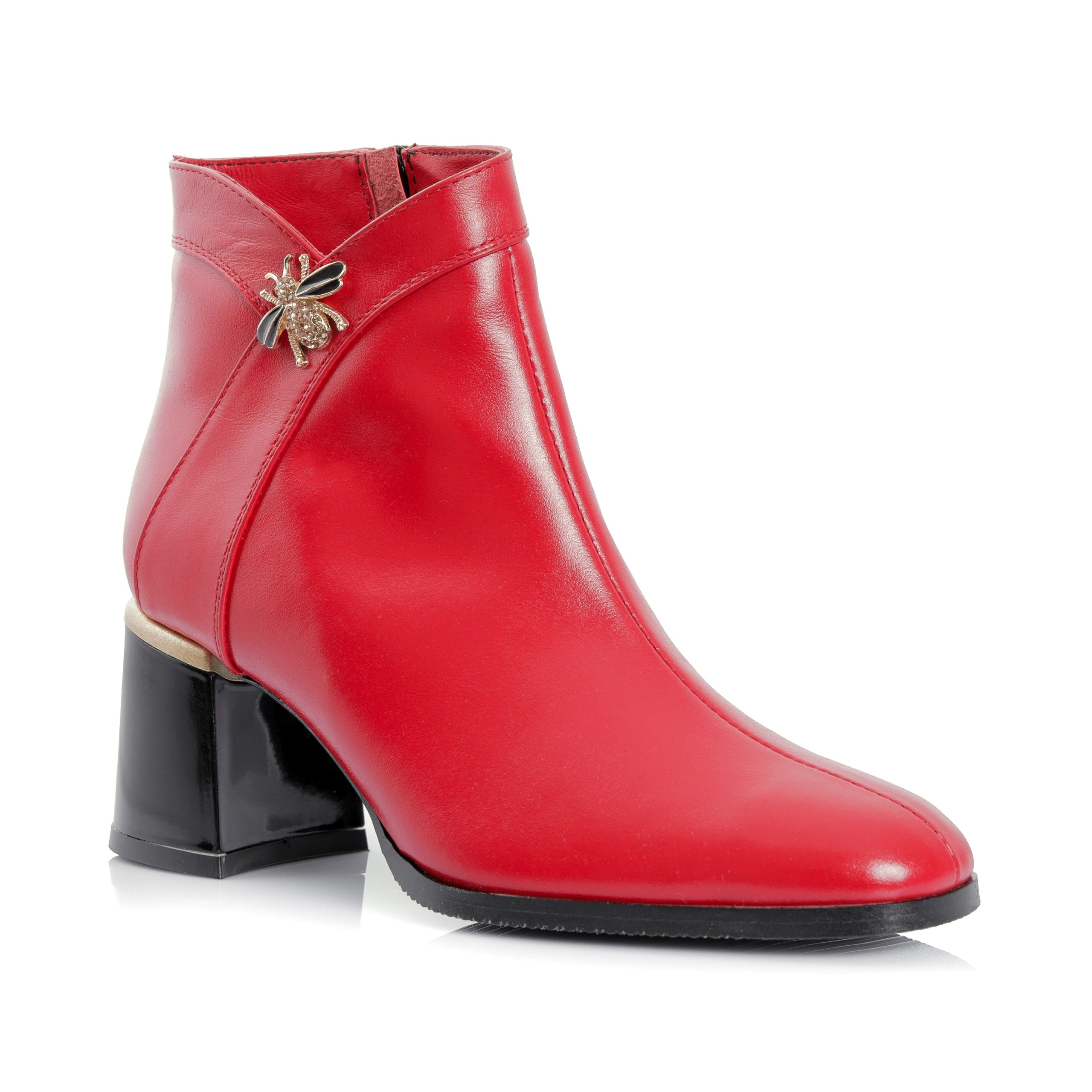 Ghete dama din piele naturala - ROSU BOX- G441 RB - imagine 2