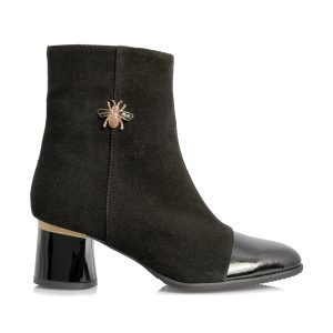 Ghete dama din piele naturala - NEGRU ANTIOPA CU LAC- GX75A NA