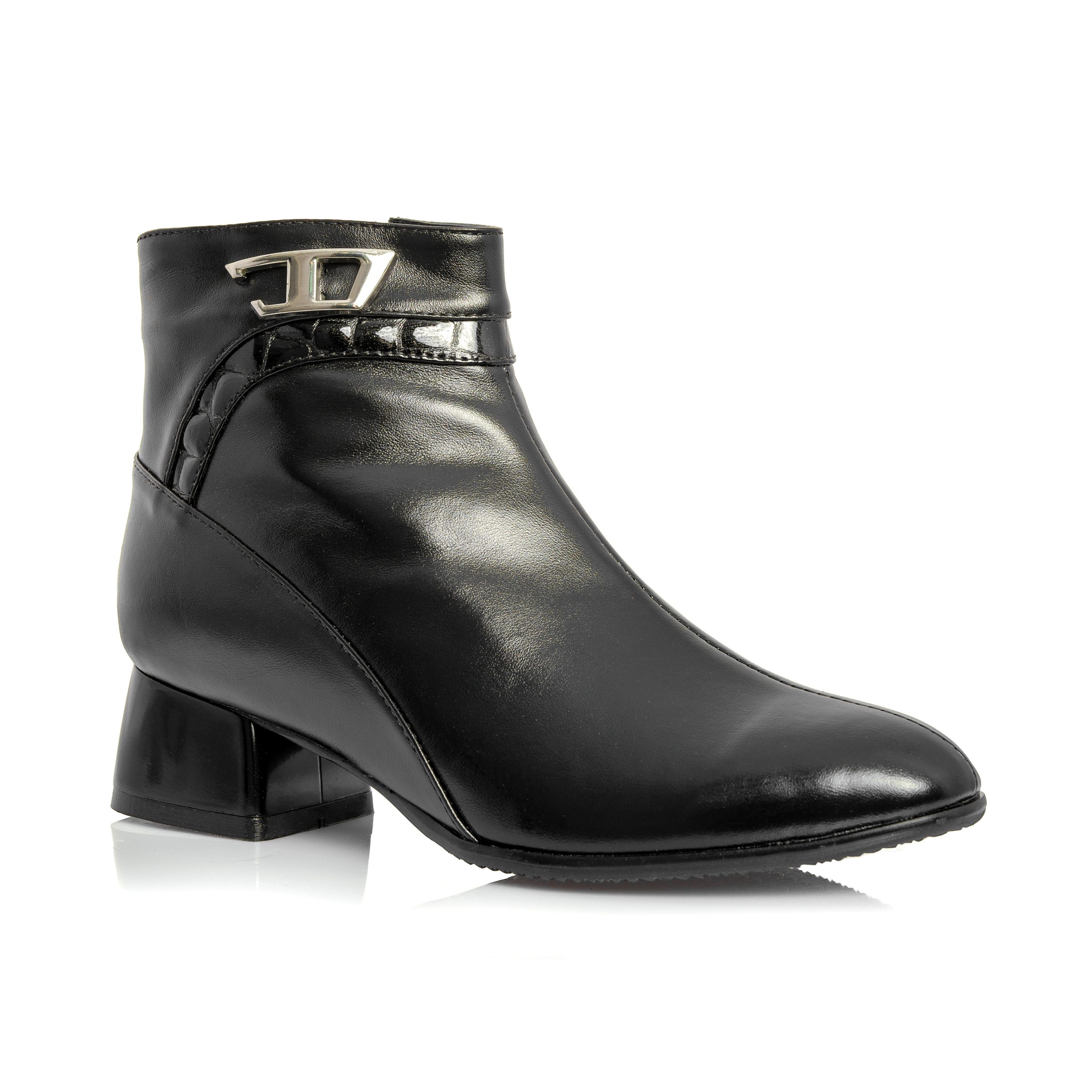 Ghete dama din piele naturala - NEGRU BOX CU CROCO- GX55A NBC - imagine 2