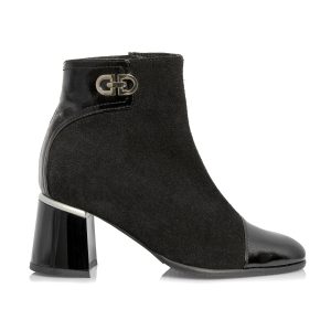 Ghete dama din piele naturala - NEGRU ANTILOPA CU LAC- G80 NAL