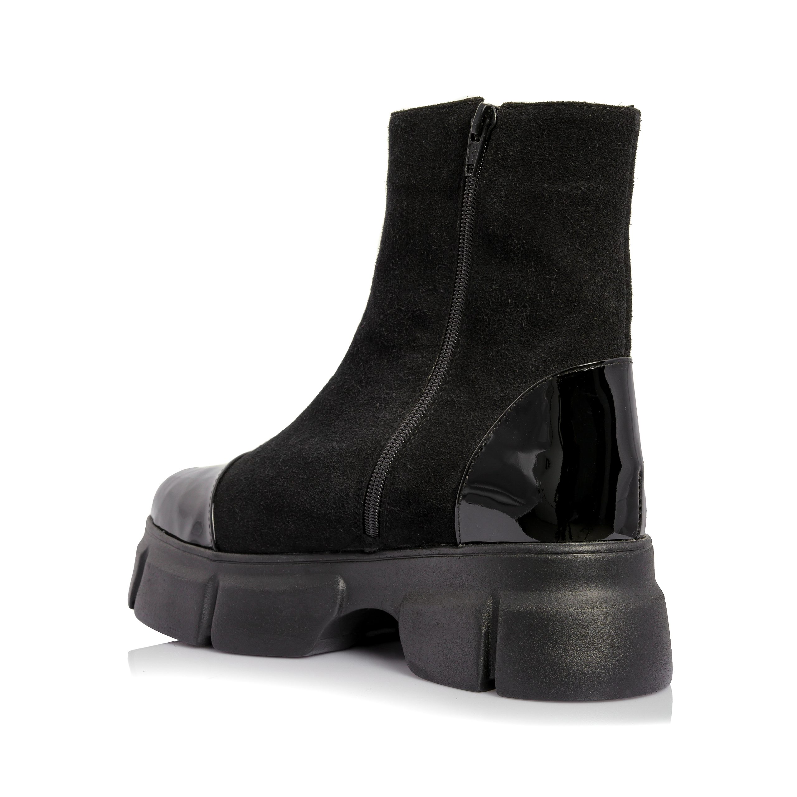 Bocanci dama din piele naturala - NEGRU ANTILOPA SI LAC - BC25F NAL - imagine 4