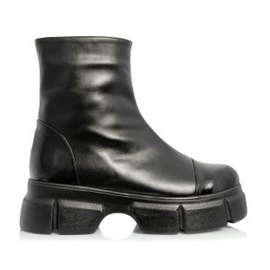 Bocanci dama din piele naturala - NEGRU BOX - BC25F NB