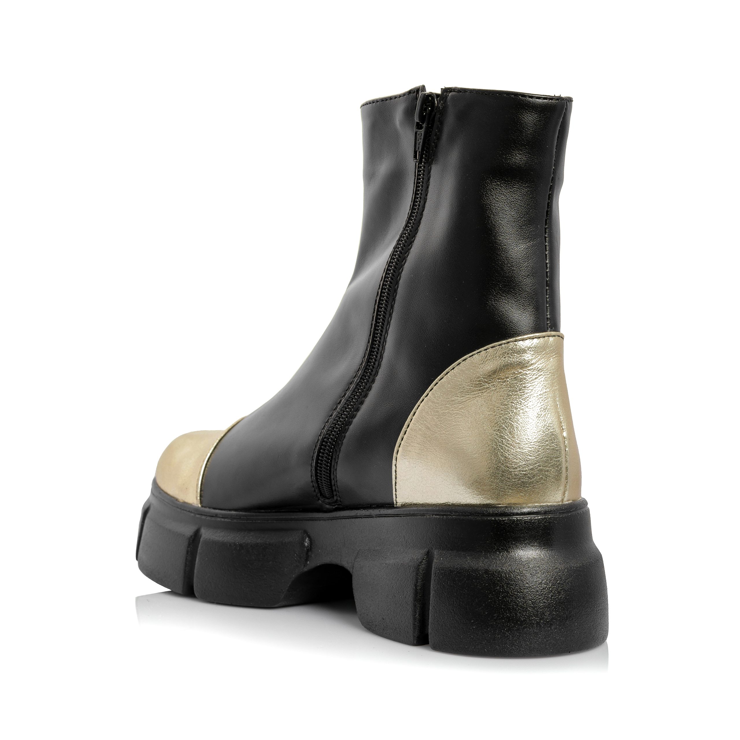 Bocanci dama din piele naturala - NEGRU BOX CU AURIU - BC25F NBAU - imagine 4