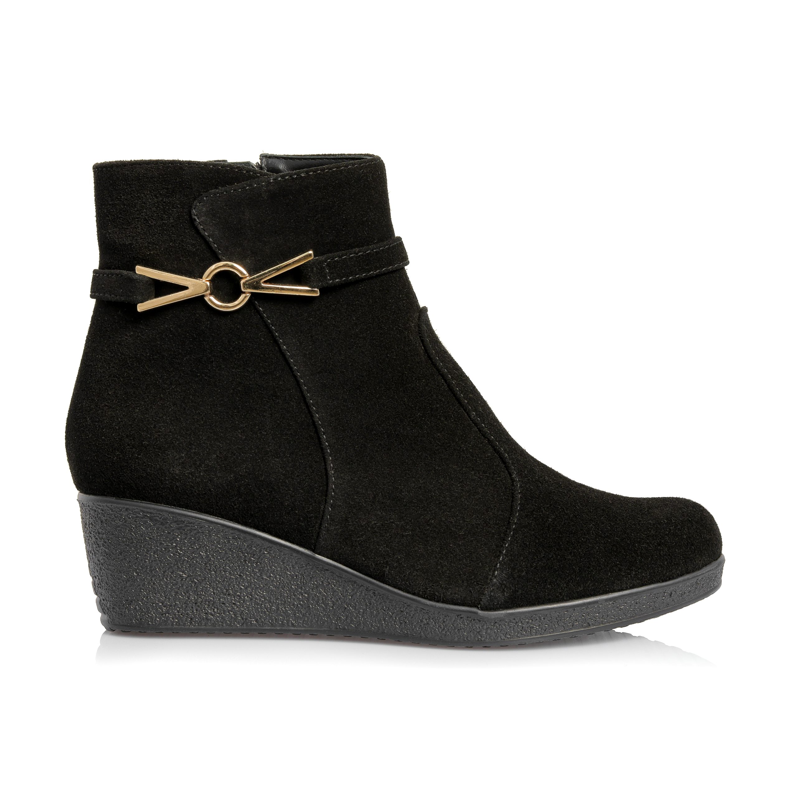 Ghete dama din piele naturala - NEGRU ANTILOPA - O54 NA