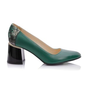 Pantofi dama din piele naturala - VERDE CU VERDE STRAVEZIU - A64 VBVS