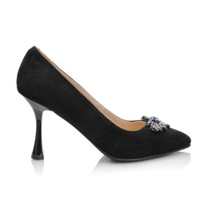 Pantofi dama din piele naturala - NEGRU ANTILOPA - A67 NA